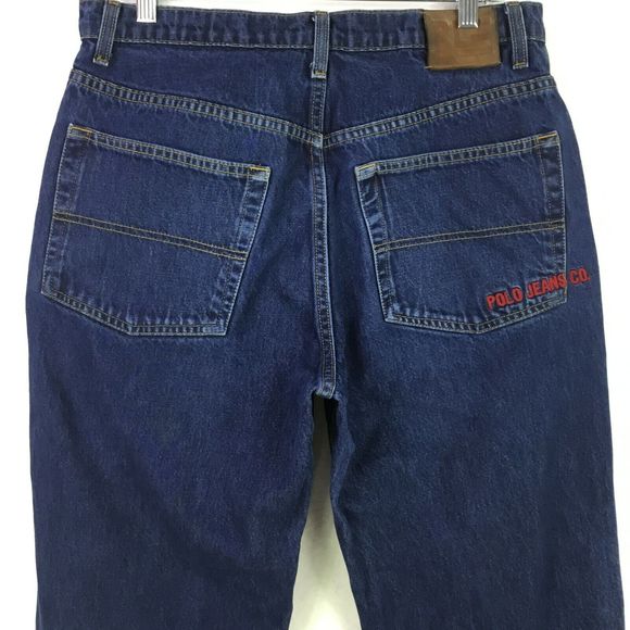 Vintage Polo Ralph Lauren Men's Loose Fit Jeans Size 32x30 Dark Wash Straight - Picture 3 of 11